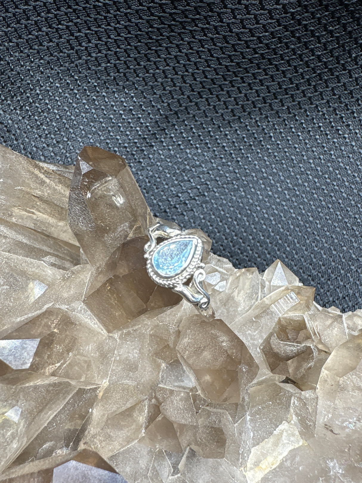 Sterling Silver Blue Topaz Teardrop Ring - Size 9