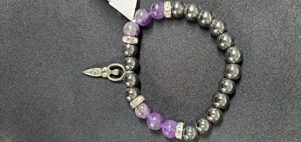 Hematite & Amethyst Goddess Bracelet