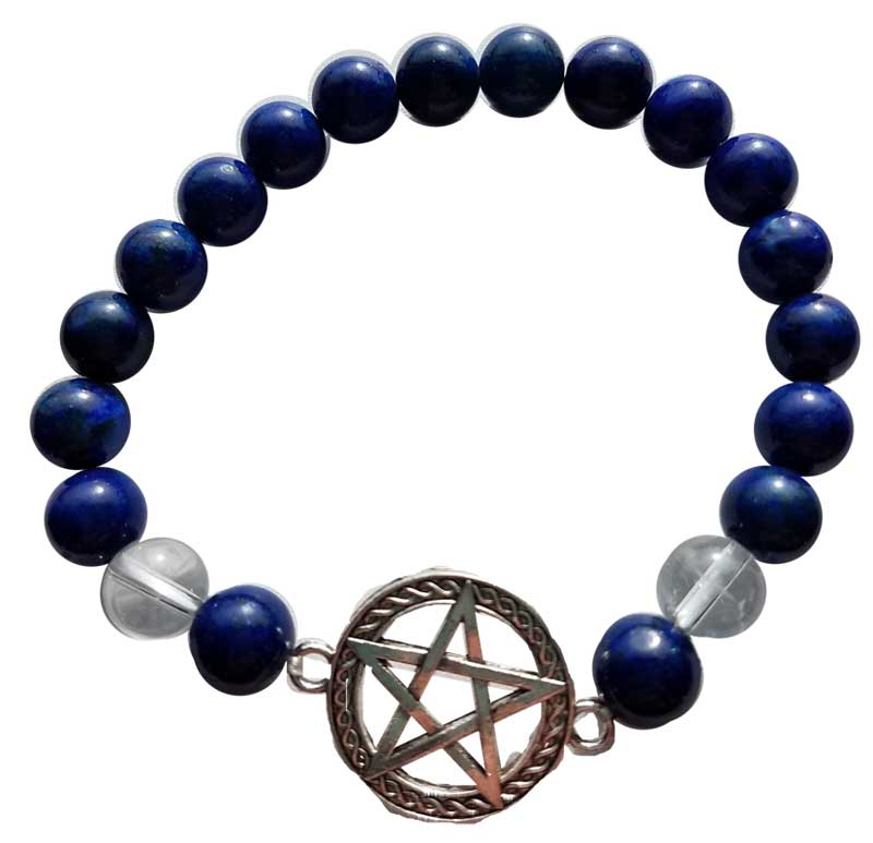 Lapis/Quartz Pentagram Bracelet