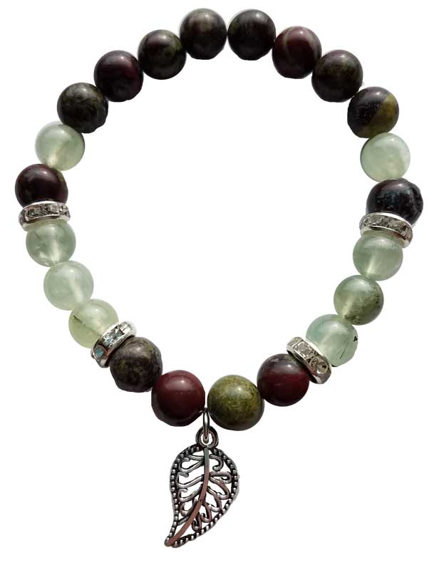 Dragon Bloodstone & Prehnite Leaf Bracelet