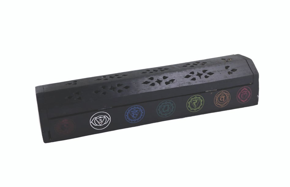 Chakra Black Incense Burner Box (12")