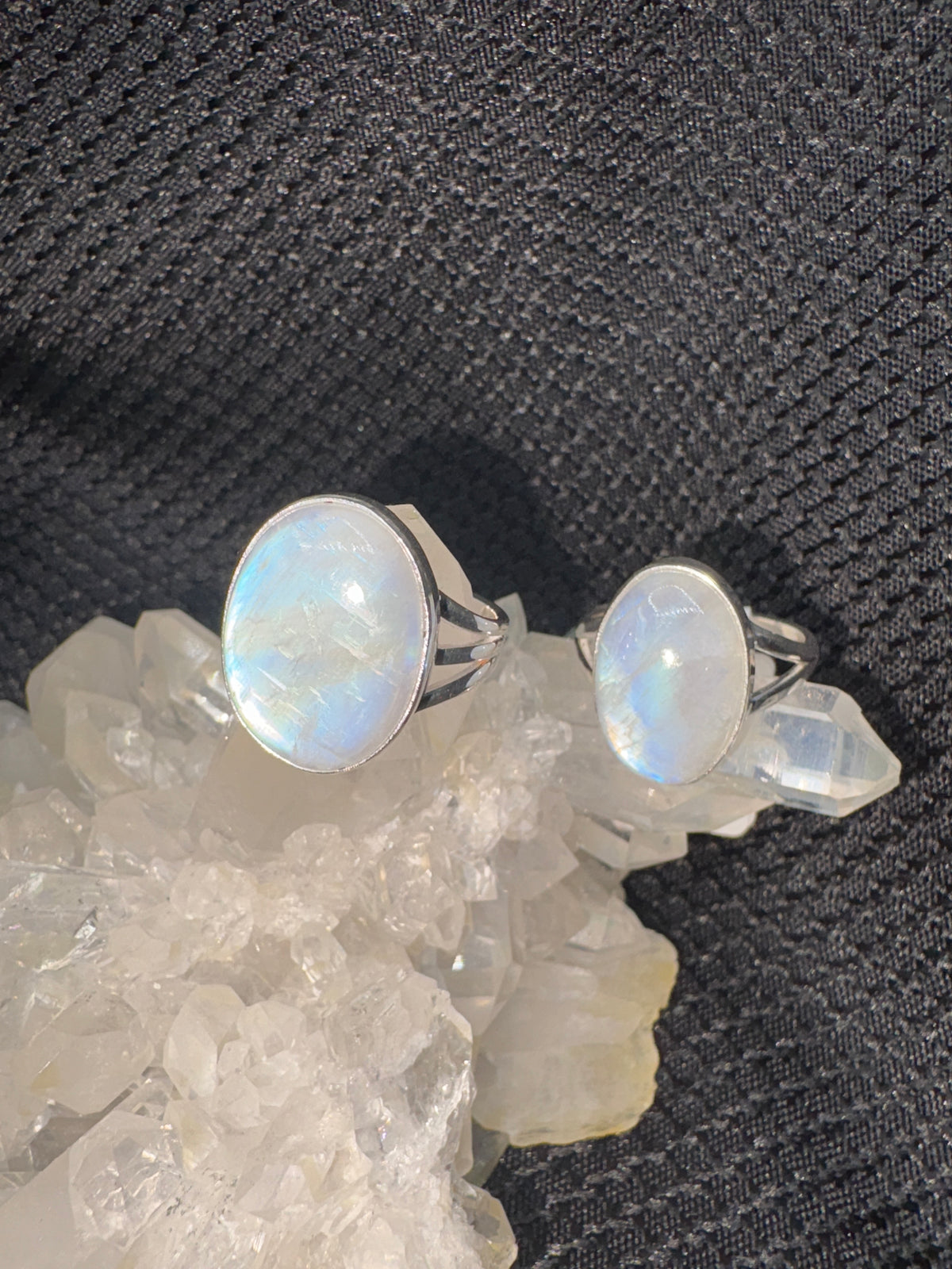 Sterling Silver Blue Flash Moonstone Ring - Assorted Size