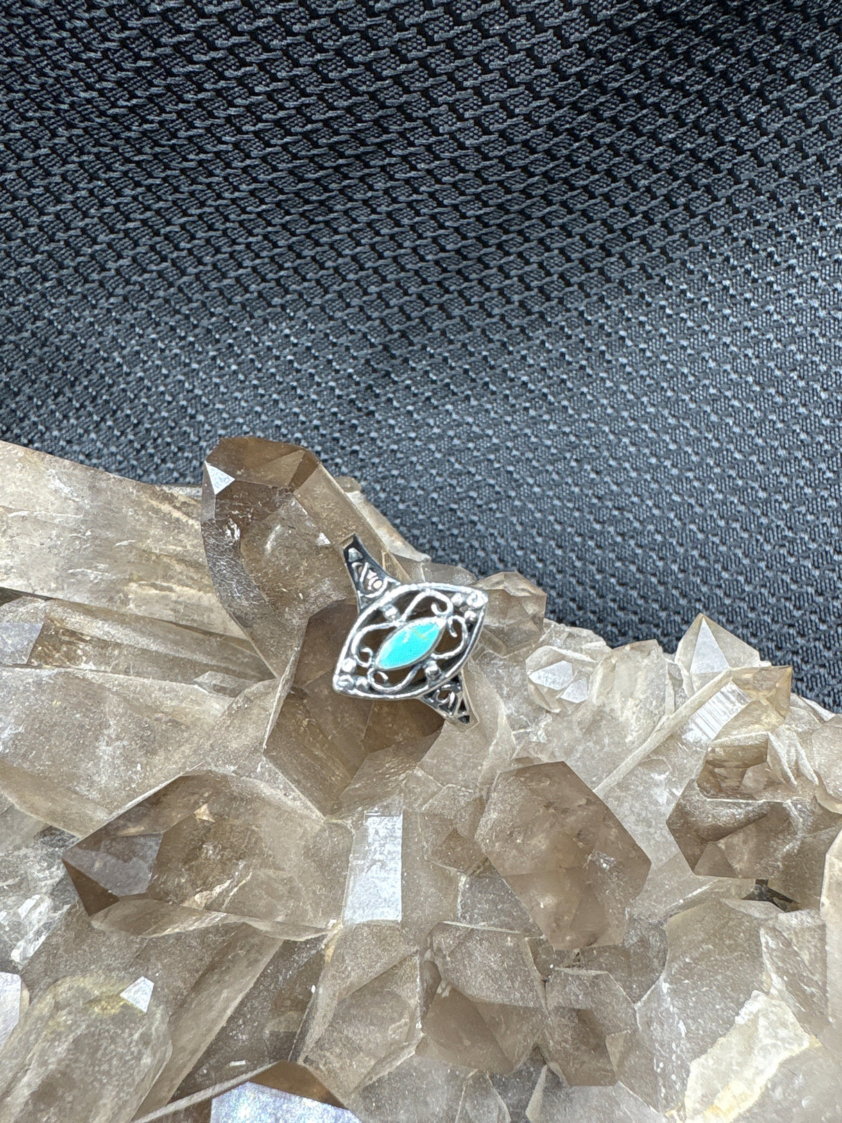 Sterling Silver Turquoise Marquise Ring - Size 7.5