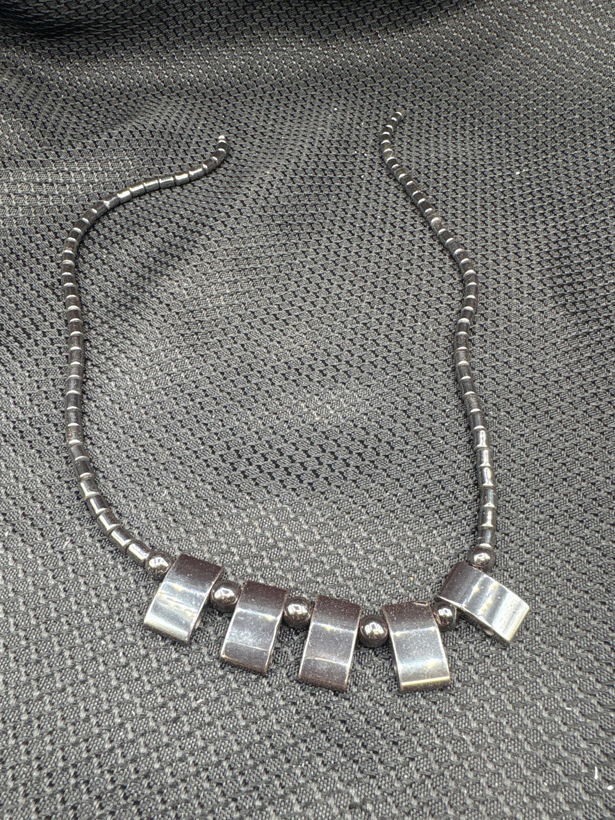 Hematite Rectangle Beaded Necklace
