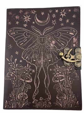 Luna Moth Leather Journal w/ Latch 6x8"