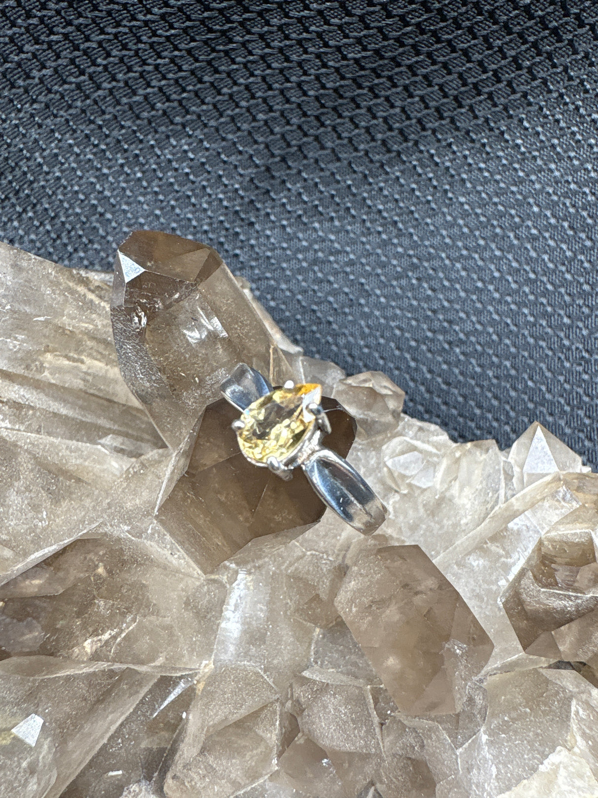 Sterling Silver Citrine Teardrop Ring - Size 7.5