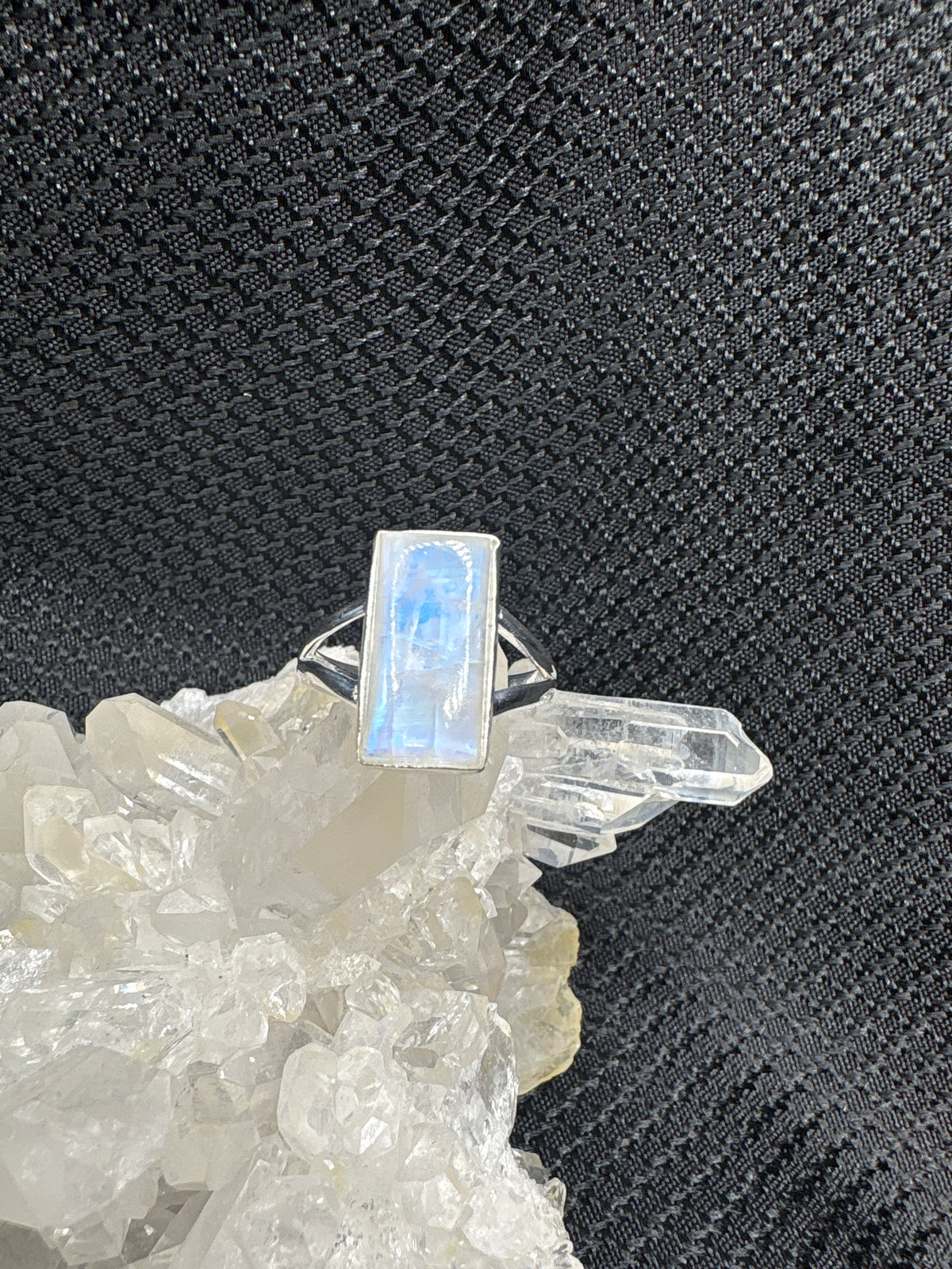 Sterling Silver Blue Flash Moonstone Ring - Assorted Size