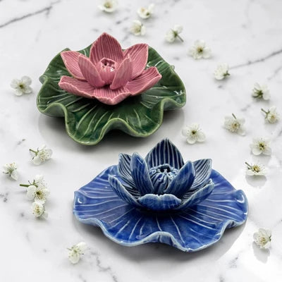 Lotus Leaf Ceramic Incense Burner 3"