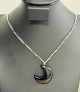 Assorted Gemstone Crescent Moon Necklace