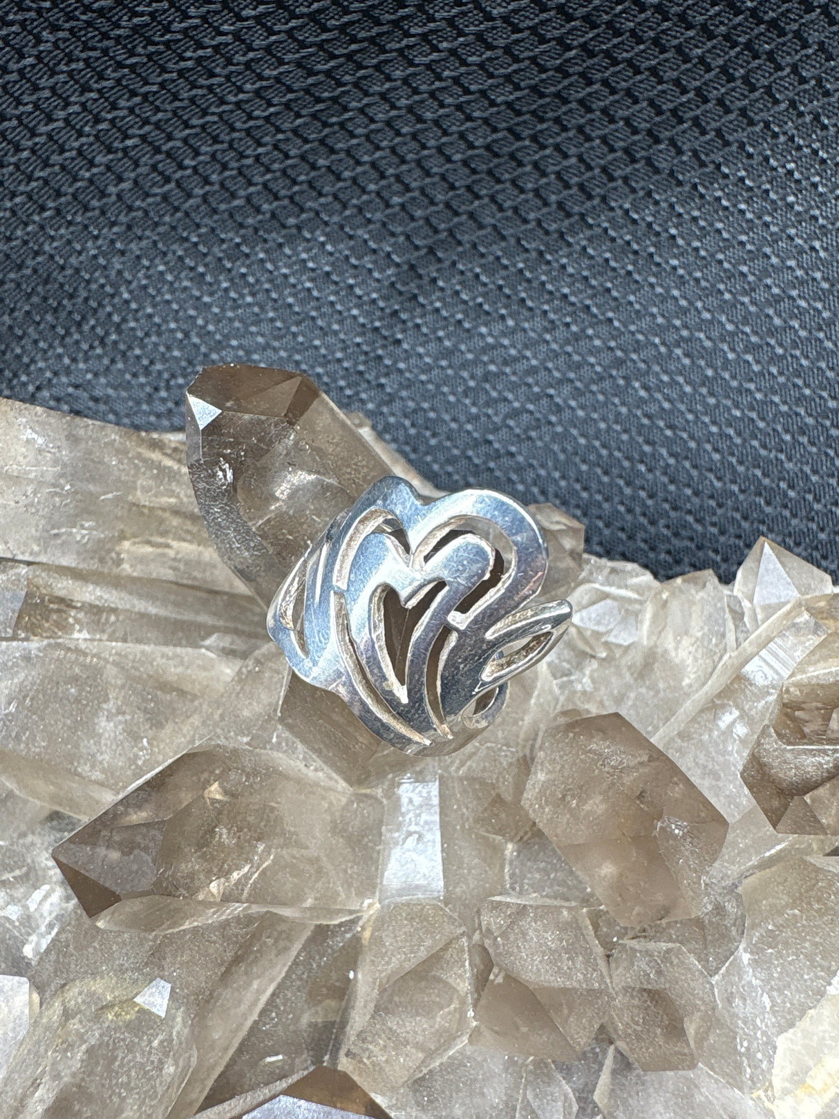 Sterling Silver Heart Cluster Ring - Size 6.5