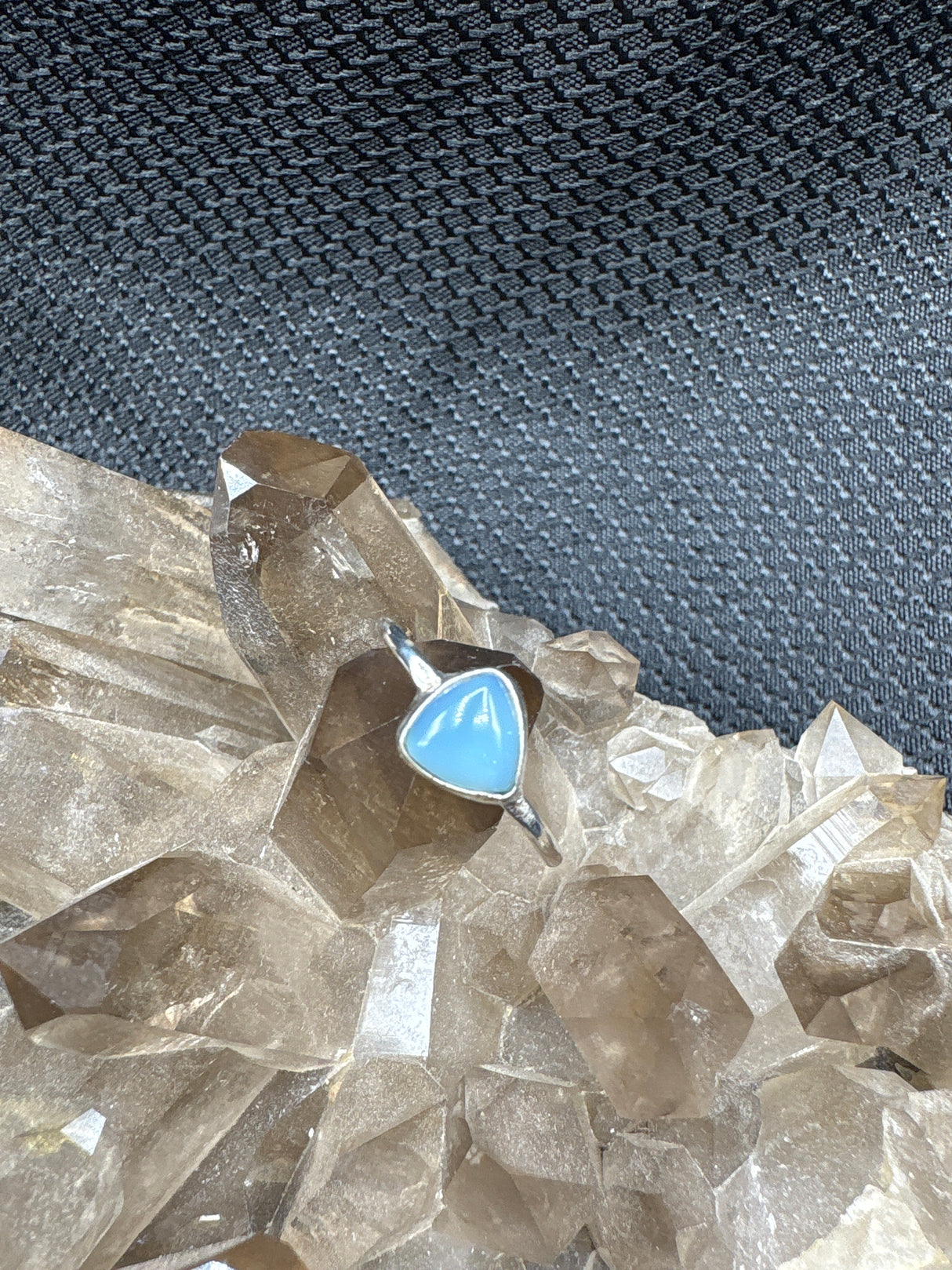 Sterling Silver Angelite Ring - Size 7.5