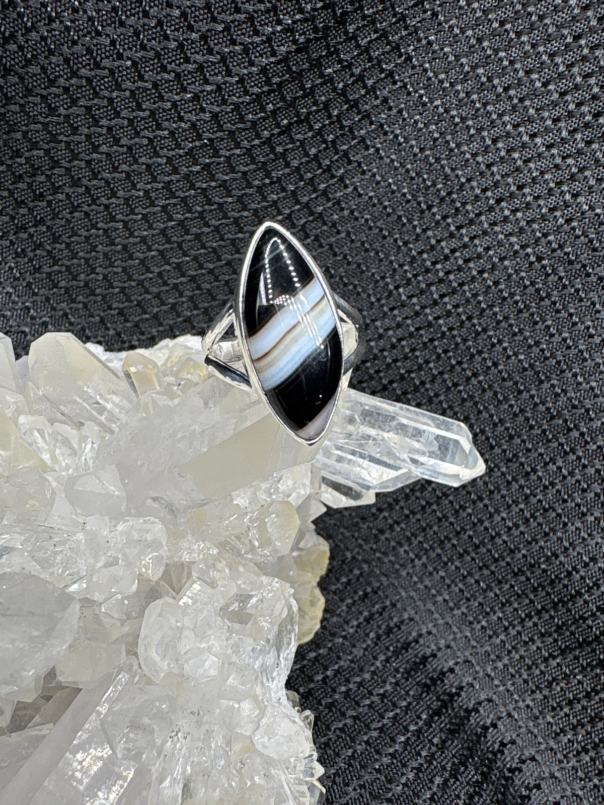 Sterling Silver Banded Agate Ring - Assorted Size