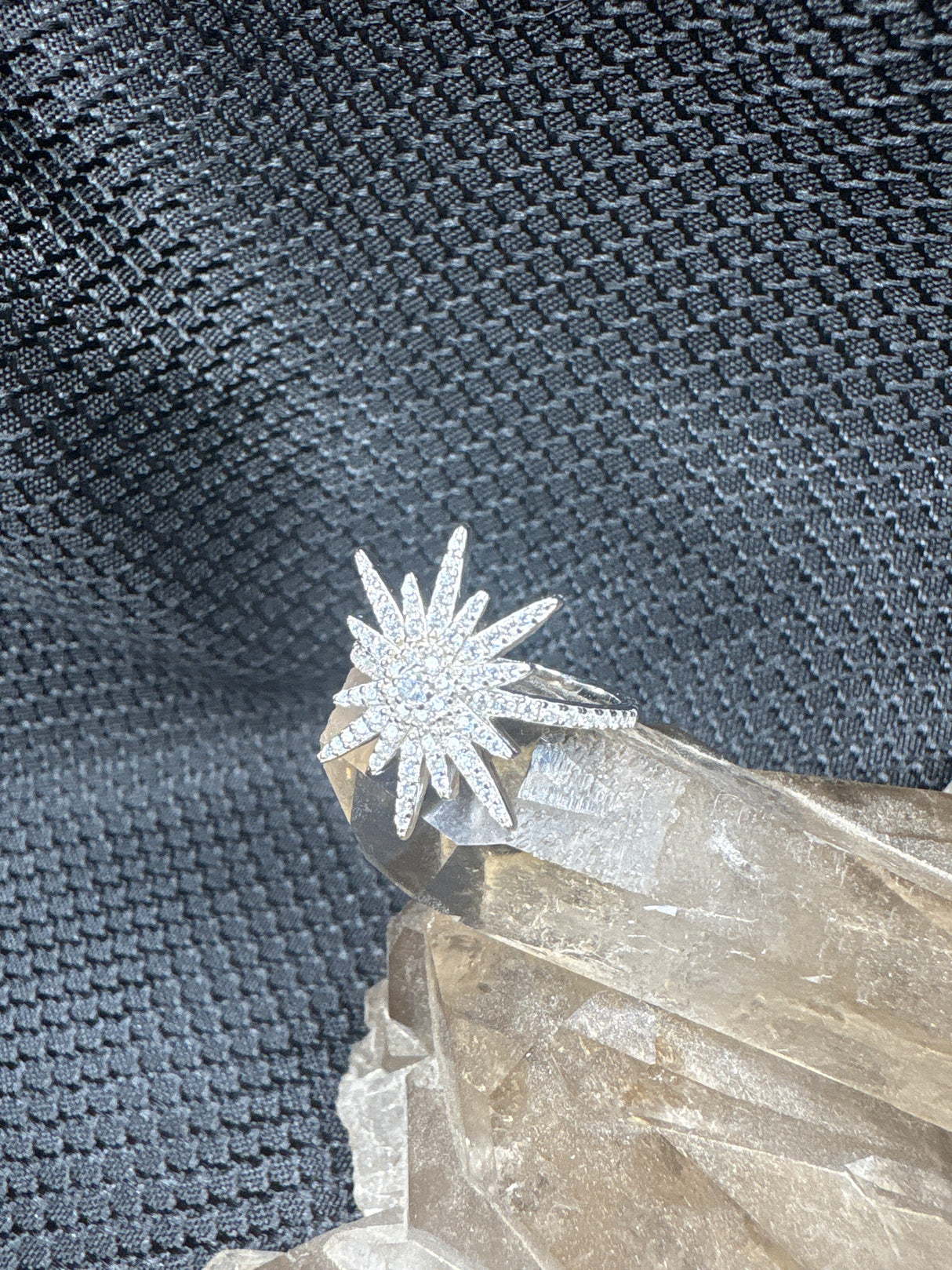 Sterling Silver Sun Zirconia Ring - Size 7