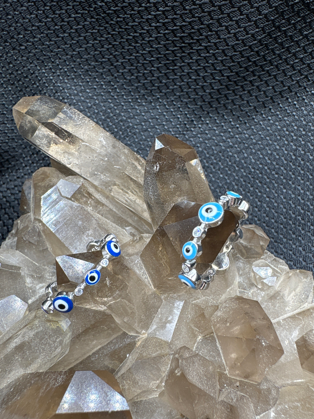 Sterling Silver Evil Eye Zirconia Band