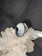 Sterling Silver Rainbow Moonstone Mica Ring - Assorted Size