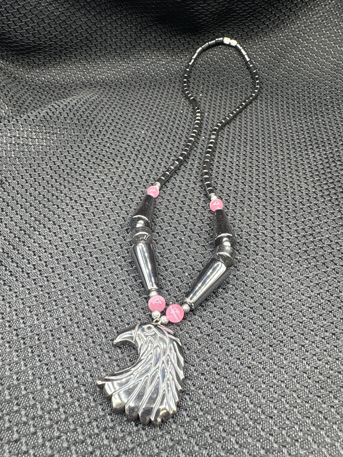 Hematite Eagle Beaded Necklace