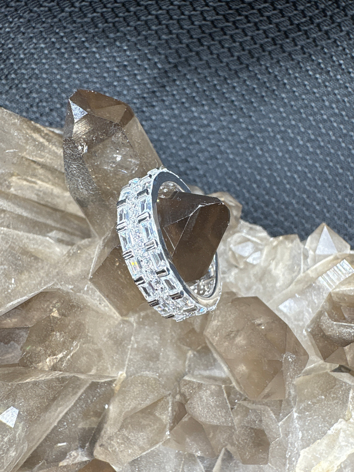 Sterling Silver Zirconia Band - Size 8