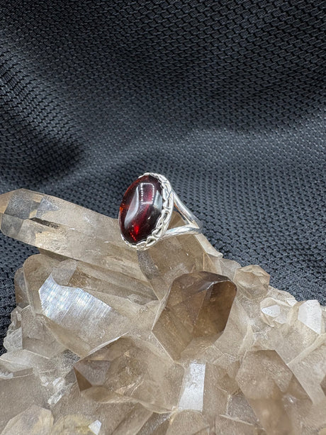 Cherry Amber Sterling Silver Ring