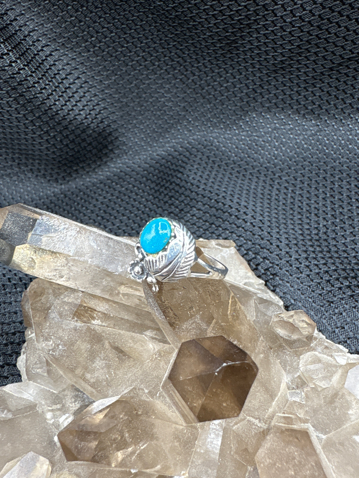 Sterling Silver Turquoise Feather Ring - Size 6.5