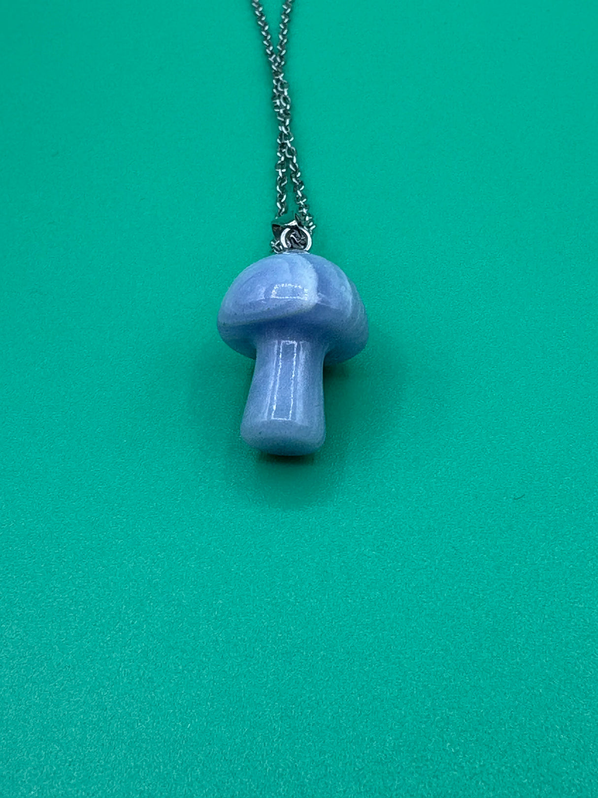 Blue Lace Agate Mushroom Necklace