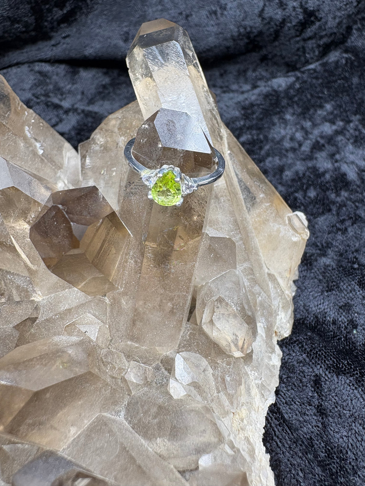 Sterling Silver Peridot Teardrop Ring - Size 6
