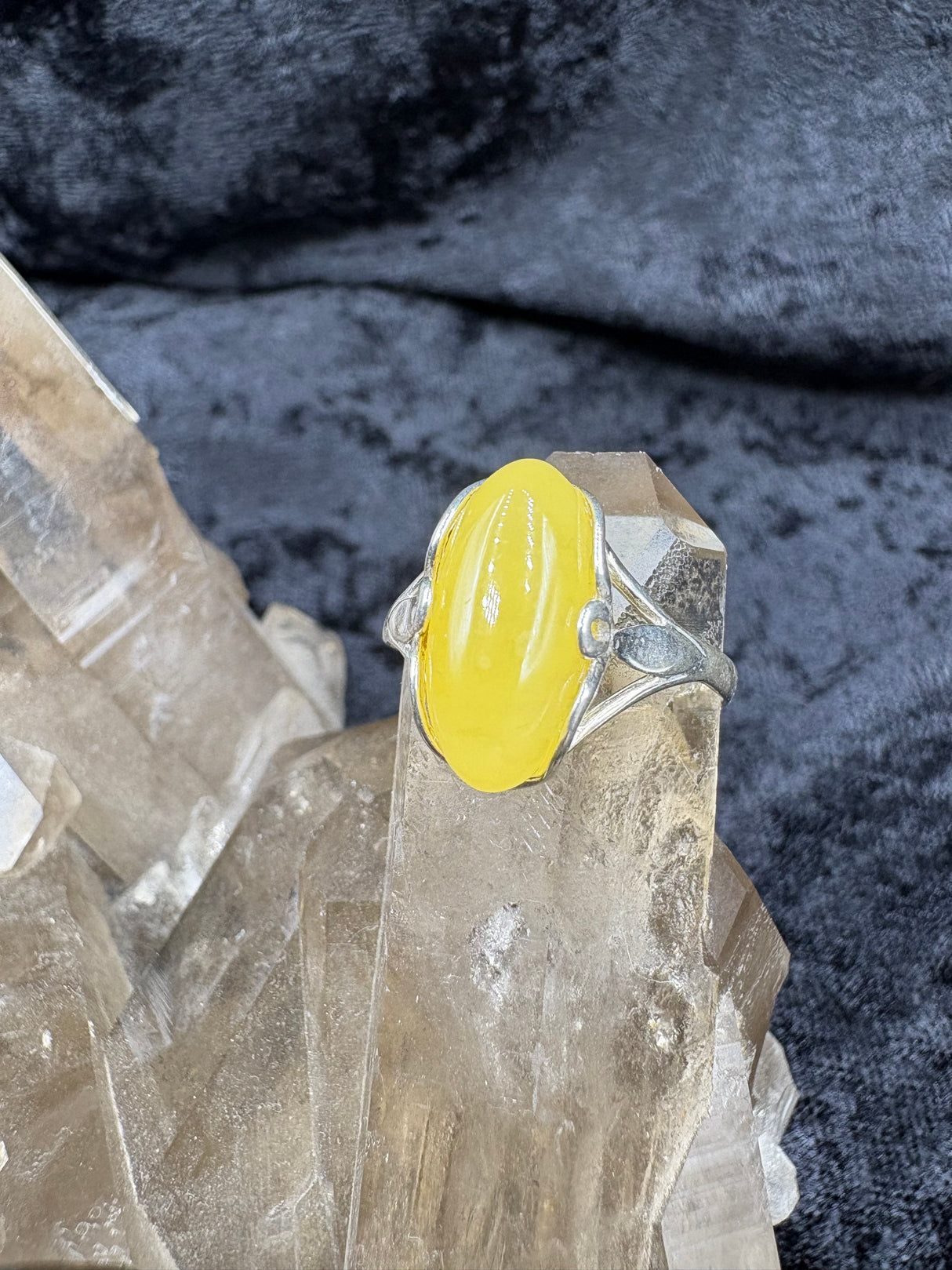 Sterling Silver Butterscotch Amber Ring - Size 9