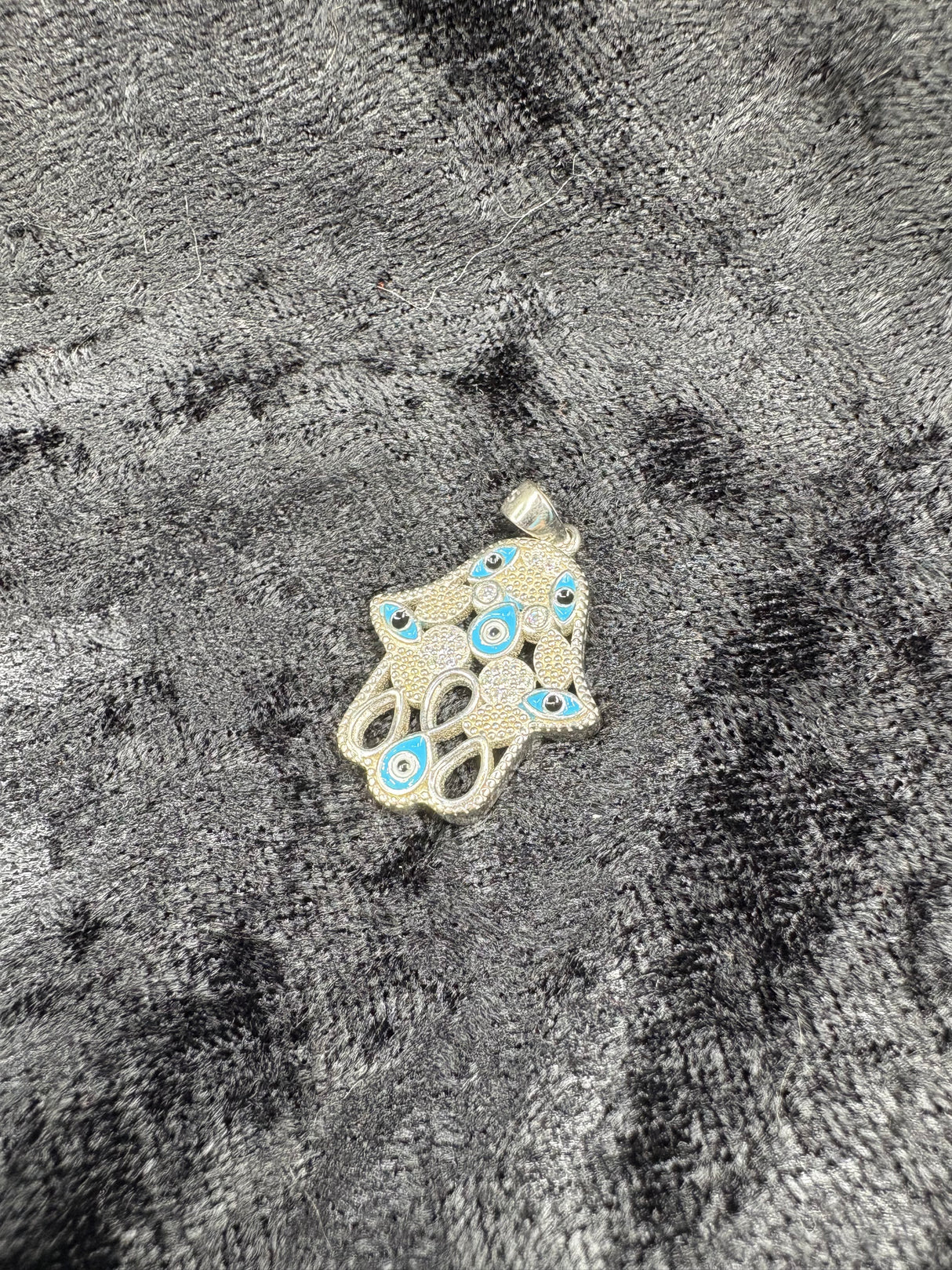 Sterling Silver Hamsa & Evil Eye Pendant