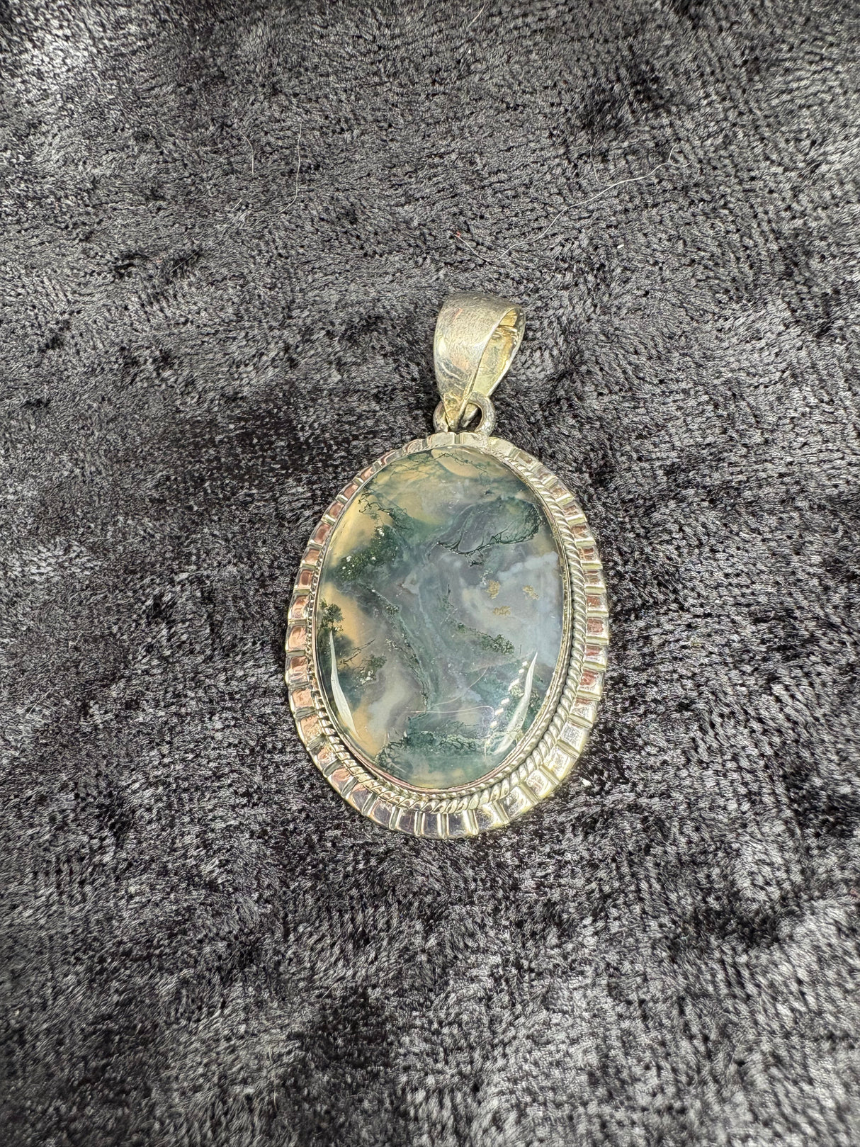 Sterling Moss Agate Pendant