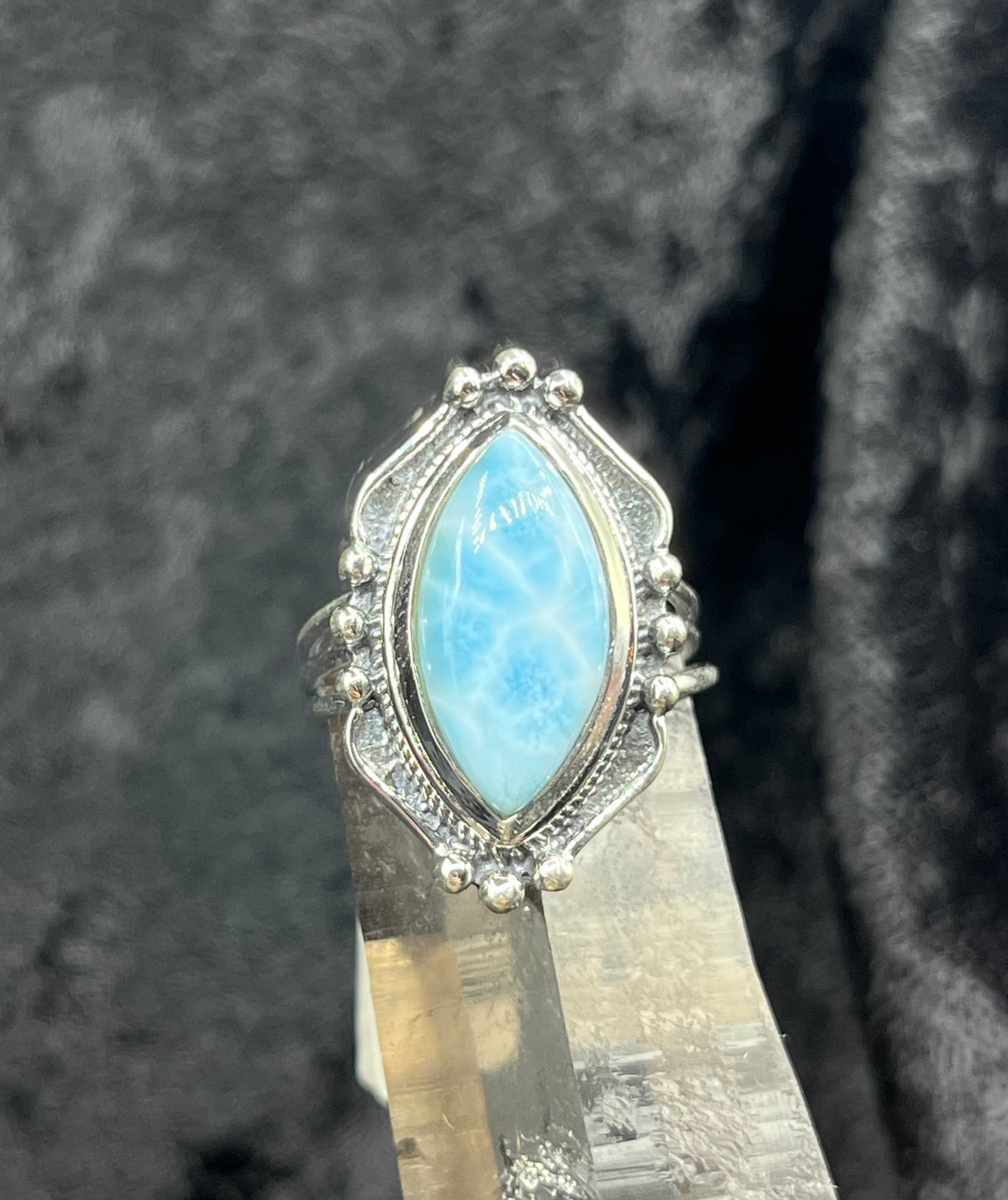 Sterling Silver Larimar Triple Band - Size 8