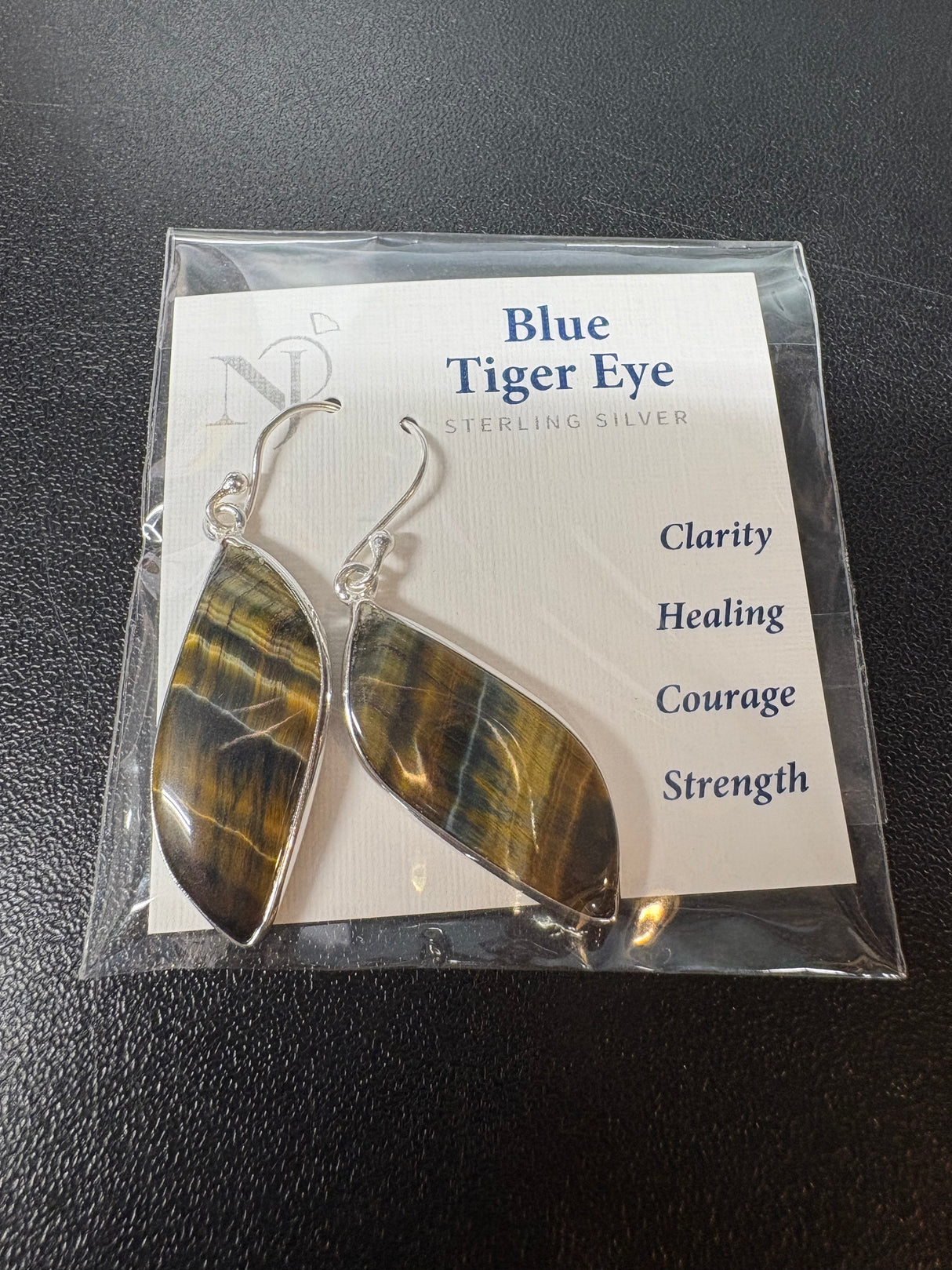 Sterling Silver Blue African Tiger's Eye - Earrings