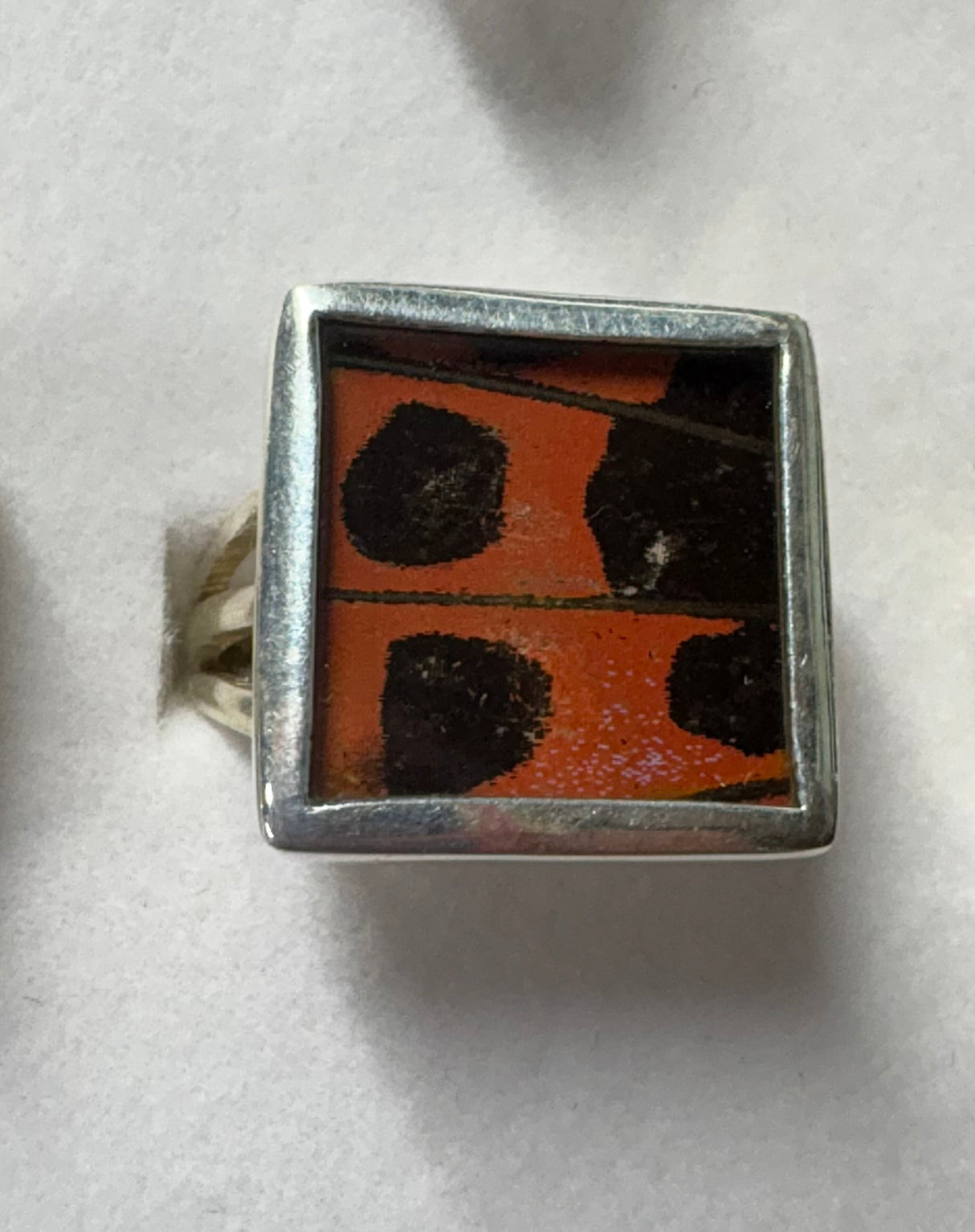 Scarlet Mormon Butterfly Square Ring