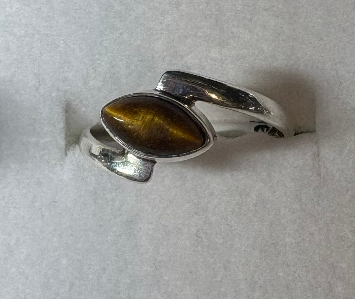 Sterling Silver Petite Tiger's Eye Ring - Size 5