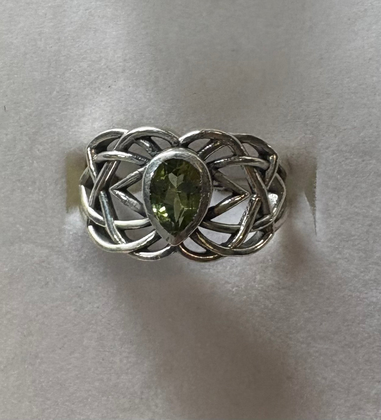Sterling Silver Peridot Celtic Knot Ring