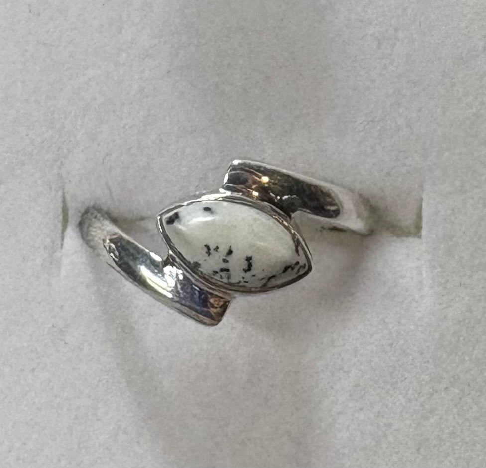 Sterling Silver Petite Dendritic Opal Ring - Size 5