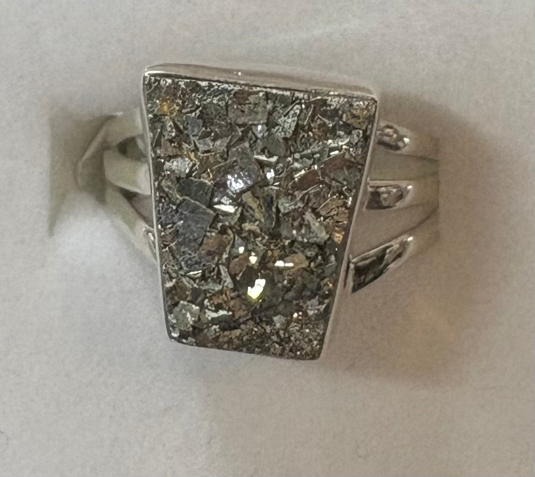 Sterling Silver Raw Pyrite Ring