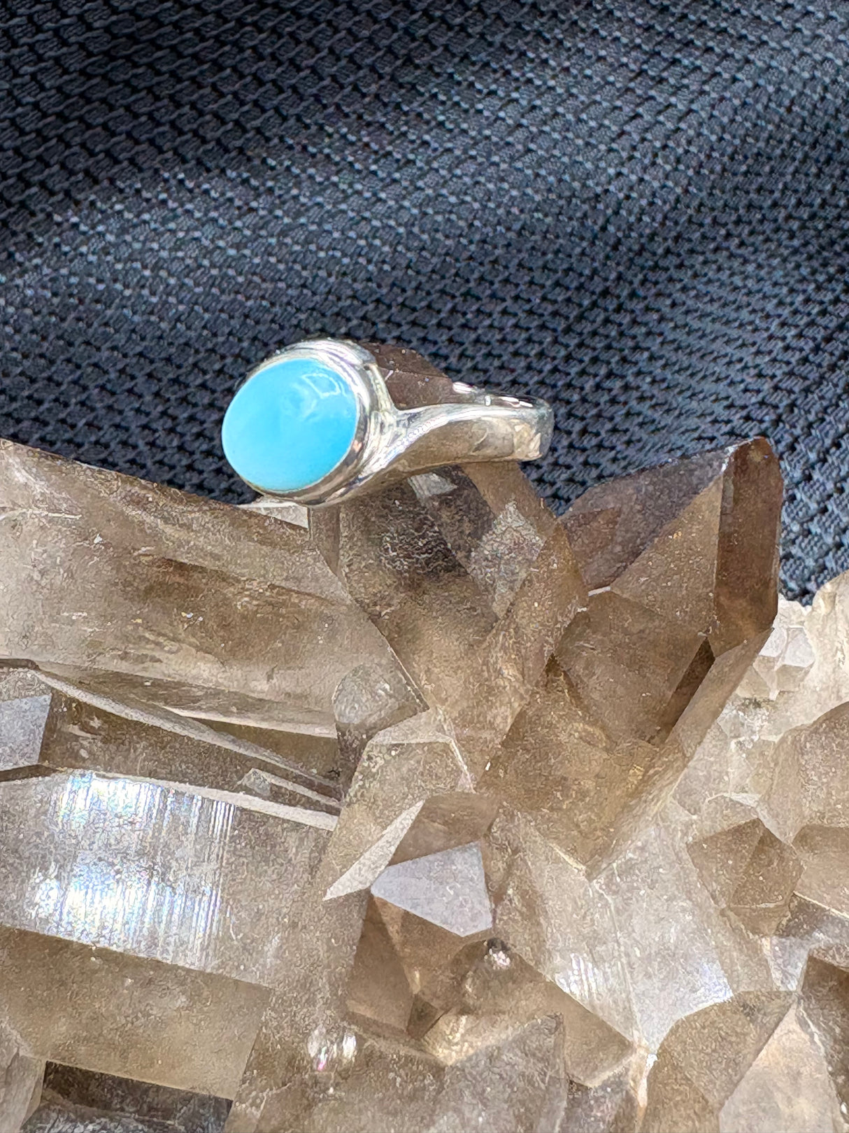 Sterling Silver Larimar Raised Ring - Size 6.5