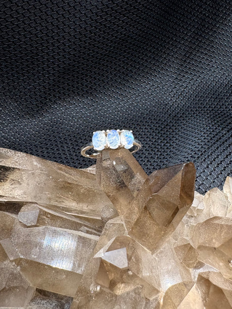 Rainbow Moonstone Sterling Silver Ring