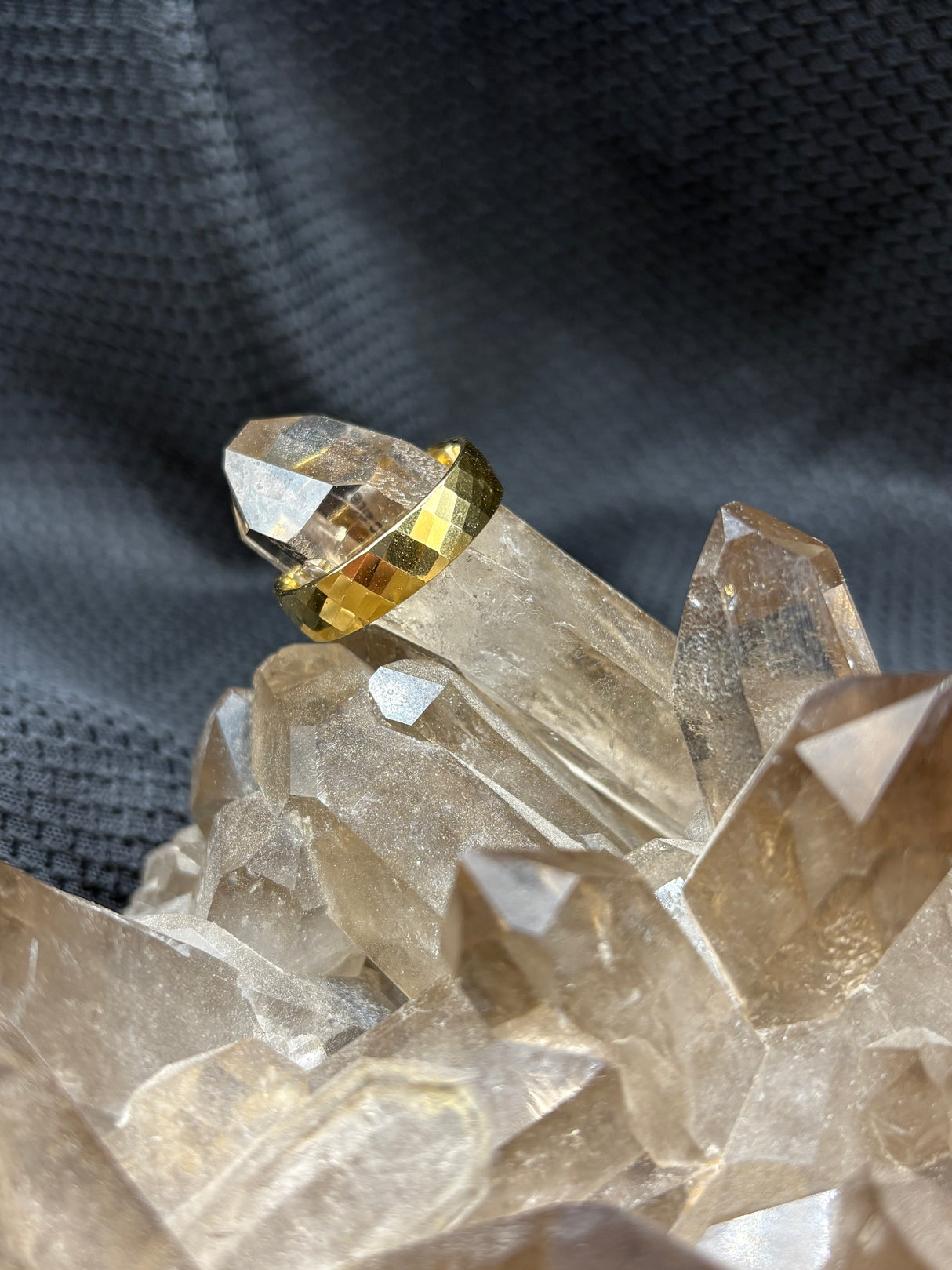Tungsten Carbide Gold Faceted Ring