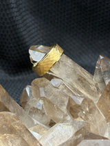 Tungsten Carbide Gold Faceted Ring