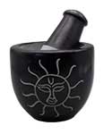 Sun Soapstone Mortar & Pestle Set (3"H)