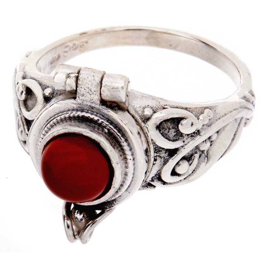 Sterling Silver Oval Box Ring Carnelian - Size 7