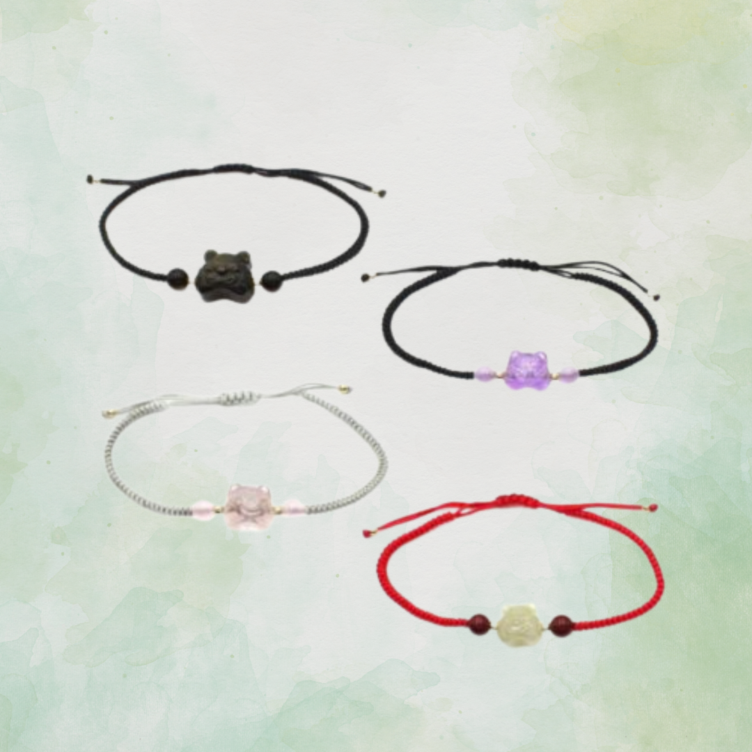 Assorted Gemstone Cat Face - Bracelet