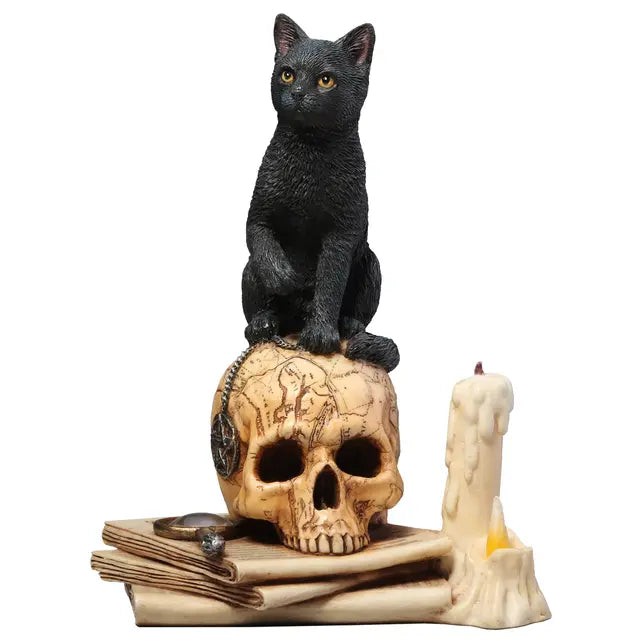Spirits of Salem Cat on Skull Statue (6.5"H)