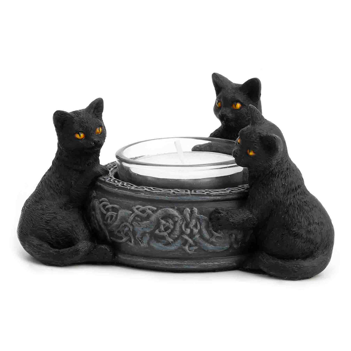 Triple Black Cat - Candle Holder (5"H)