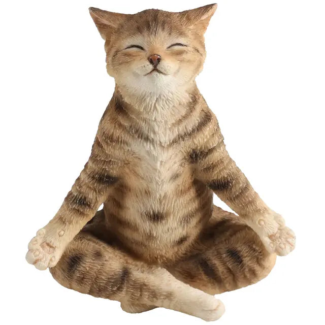 Brown Tabby Yoga Cat Figure (3.5"H)