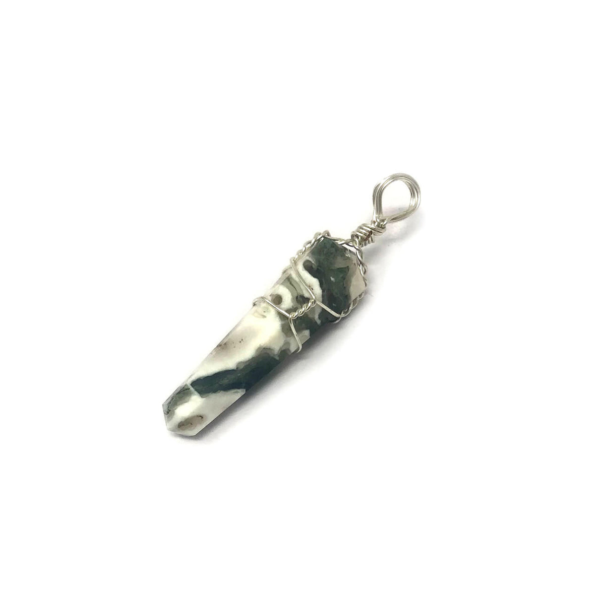Wire Wrapped Tree Agate Pendant