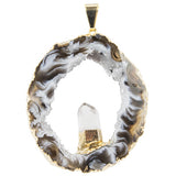 Geode Slice with Quartz Necklace