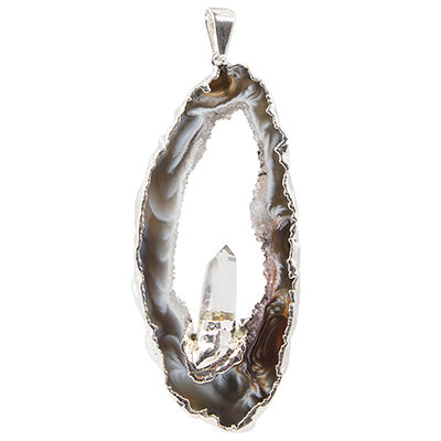 Geode Slice with Quartz Necklace