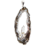 Geode Slice with Quartz Necklace