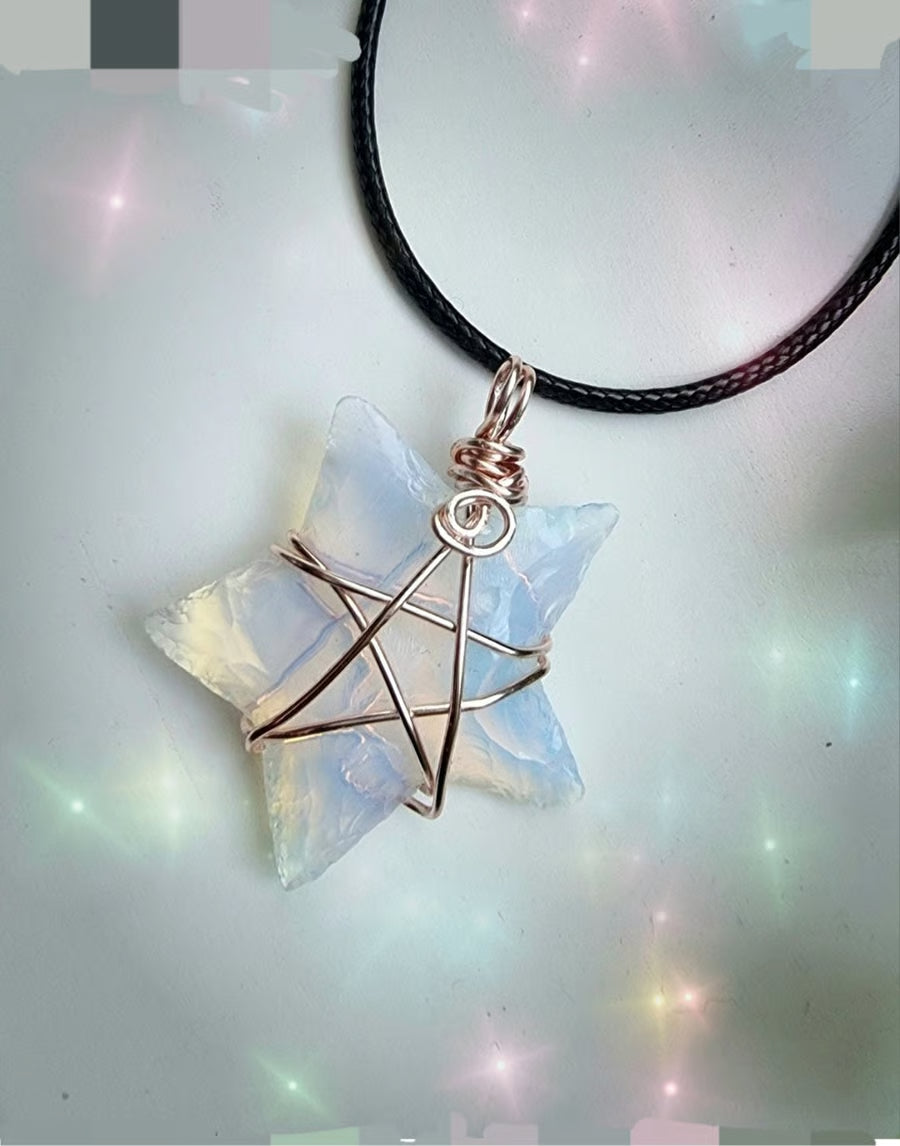 Opalite Star Wire-Wrapped Necklace